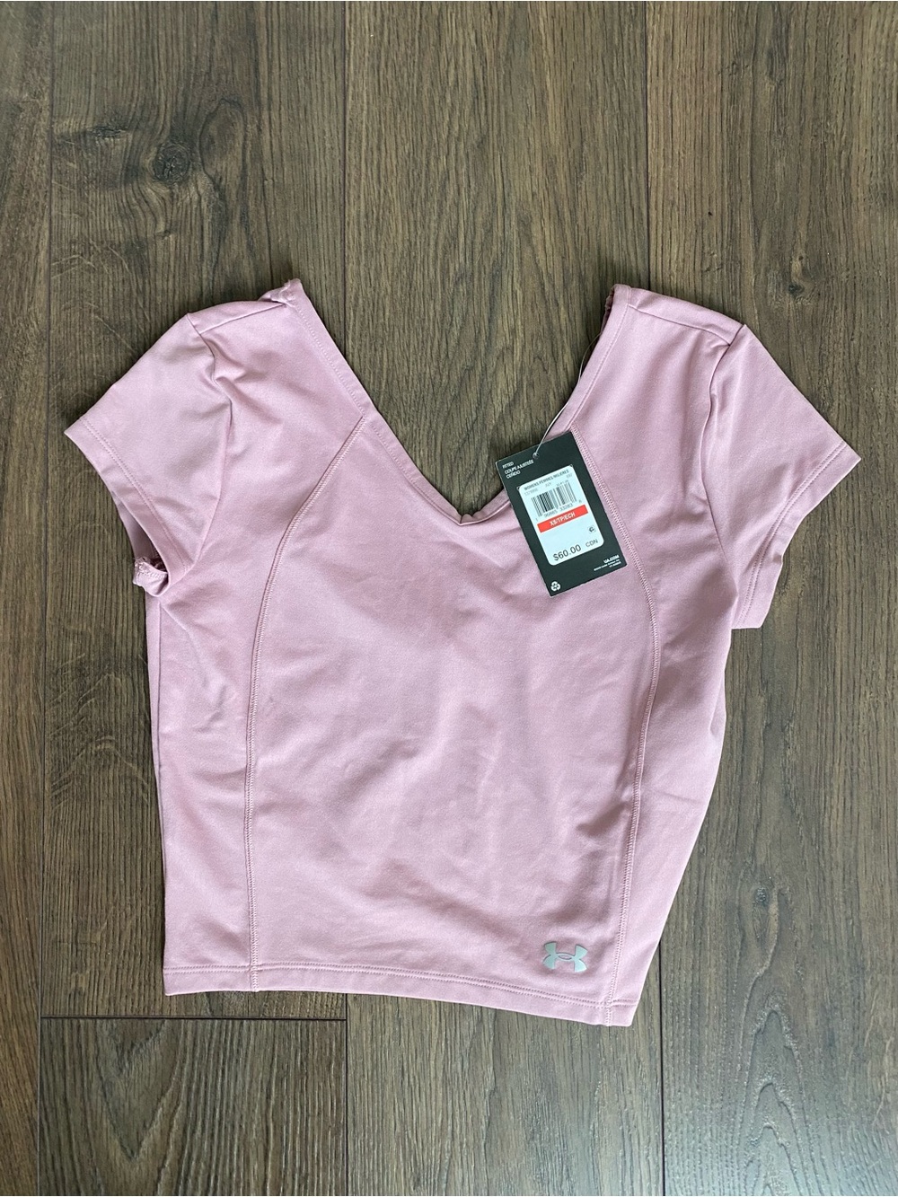NWT Under Armour Dusty Rose V-Neck Performance Crop Top